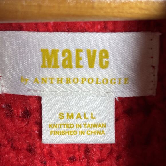 Maeve By Anthropologie Red Cowl Neckline Pullover Oversized Knit Sweater Size S - Picture 5 of 7
